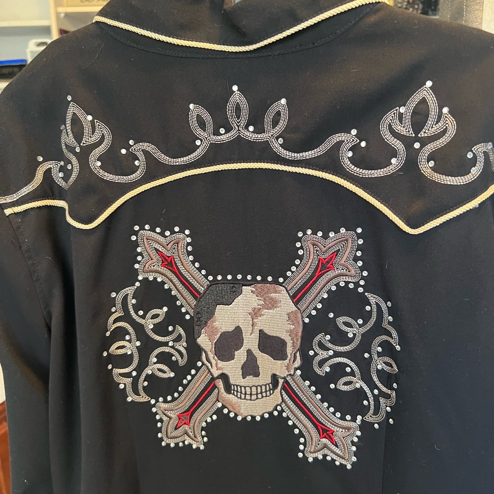 Panhandle slim retro western long sleeve button up sz xxl embroidered detail